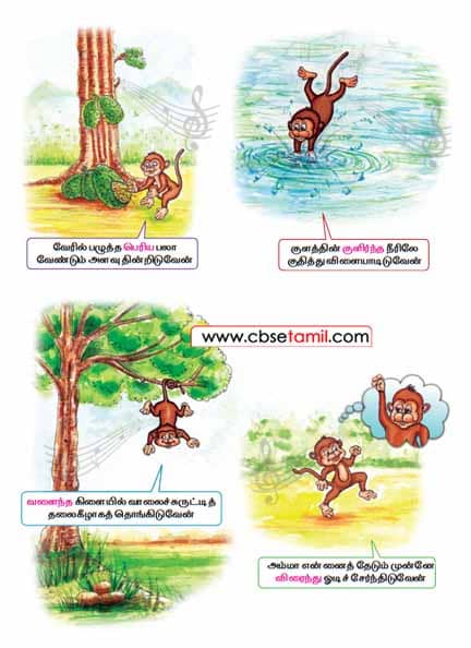 Class 2 Tamil Solution - Lesson 11 குட்டிக்குரங்கின் ஒருநாள்....