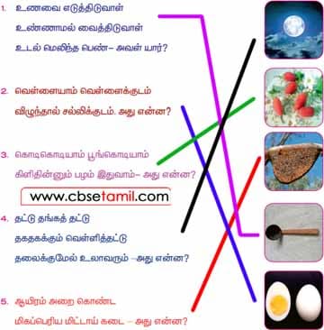 Class 3 Tamil Solution - Lesson 17 புதிருக்குப் பொருத்தமான படத்தைப் பொருத்துக.
